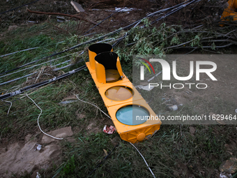 Storm damage from Hurricane Helene is seen in Asheville, North Carolina on October 1, 2024. (