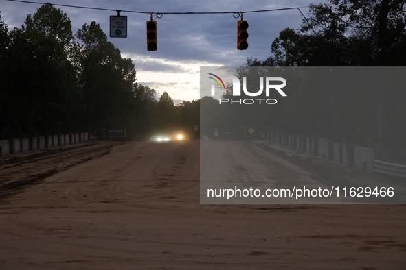 Storm damage from Hurricane Helene is seen in Asheville, North Carolina on October 1, 2024. 