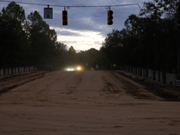 Storm damage from Hurricane Helene is seen in Asheville, North Carolina on October 1, 2024. (