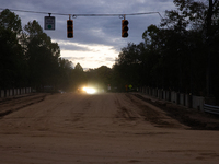 Storm damage from Hurricane Helene is seen in Asheville, North Carolina on October 1, 2024. (