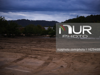 Storm damage from Hurricane Helene is seen in Asheville, North Carolina on October 1, 2024. (