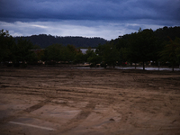 Storm damage from Hurricane Helene is seen in Asheville, North Carolina on October 1, 2024. (