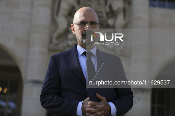 Andreas Papaconstantinou, the new Auditor General of the Republic of Cyprus, addresses the press after his appointment at the Presidential P...