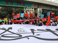 Students of the Faculty of Business Studies of Dhaka University (DU) stage a demonstration and rally against the insult of the Prophet Muham...