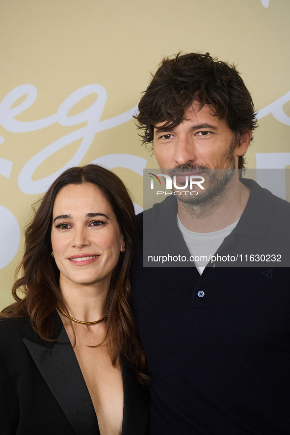 Celia Freijeiro (L) and Andres Valencoso (R) attend the photocall for ''Regreso a las Sabinas'' in Madrid, Spain, on February 10, 2024. 