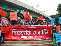 Students of the Faculty of Business Studies of Dhaka University (DU) stage a demonstration and rally against the insult of the Prophet Muham...