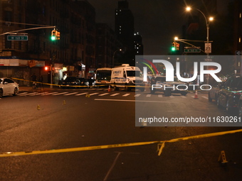 Two men are shot, and one man is killed in the Washington Heights section of Manhattan, New York, United States, on October 2, 2024. On Wedn...