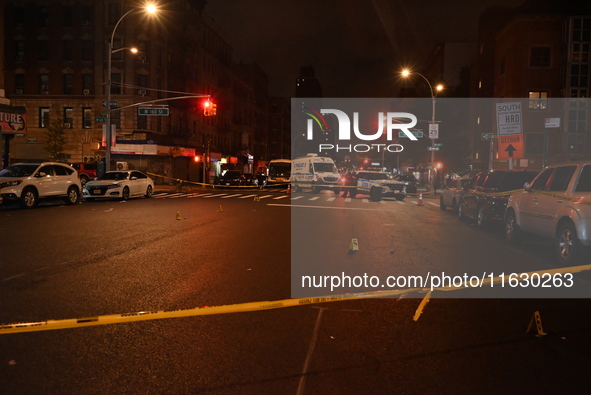 Two men are shot, and one man is killed in the Washington Heights section of Manhattan, New York, United States, on October 2, 2024. On Wedn...