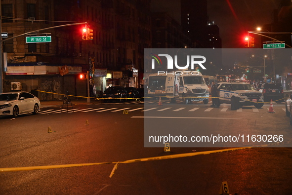 Two men are shot, and one man is killed in the Washington Heights section of Manhattan, New York, United States, on October 2, 2024. On Wedn...