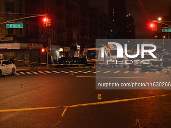 Two men are shot, and one man is killed in the Washington Heights section of Manhattan, New York, United States, on October 2, 2024. On Wedn...