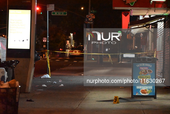 Two men are shot, and one man is killed in the Washington Heights section of Manhattan, New York, United States, on October 2, 2024. On Wedn...