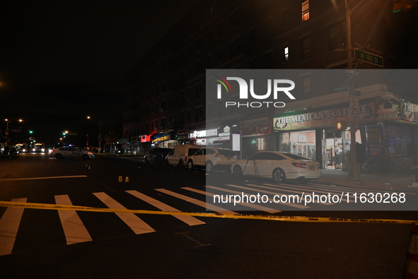 Two men are shot, and one man is killed in the Washington Heights section of Manhattan, New York, United States, on October 2, 2024. On Wedn...