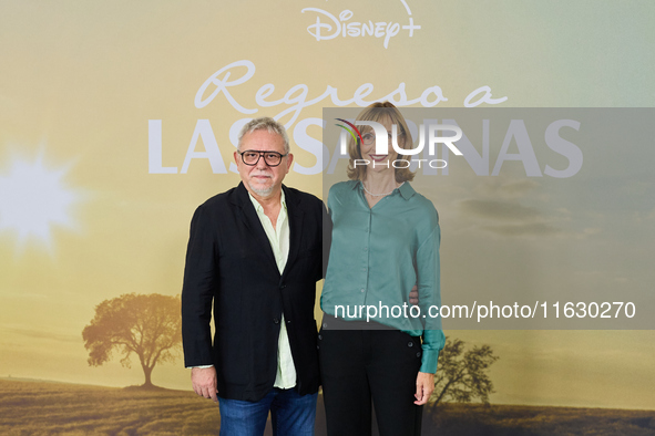 Jordi Frades (L) and Eulalia Carrillo (R) attend the photocall for ''Regreso a las Sabinas'' in Madrid, Spain, on February 10, 2024. 