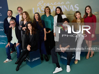 In Madrid, Spain, on February 10, 2024, a photocall for ''Regreso a las Sabinas'' features Jordi Frades (L), Nancho Novo, Maria Casal, Celia...