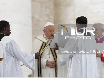 Pope Francis leads the mass for the opening session of the 16th Ordinary General Assembly of the Synod of Bishops in Vatican, on October 2,...