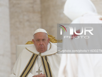 Pope Francis leads the mass for the opening session of the 16th Ordinary General Assembly of the Synod of Bishops in Vatican, on October 2,...