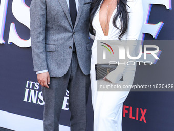 Jason Baum and Caroline Abaldonado arrive at the 2024 Beyond Fest - Los Angeles Premiere Of Netflix's 'It's What's Inside' held at The Egypt...