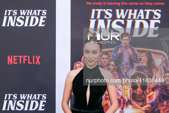 Alycia Debnam-Carey wearing Dior arrives at the 2024 Beyond Fest - Los Angeles Premiere Of Netflix's 'It's What's Inside' held at The Egypti...