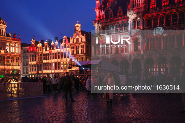 People attend a Wallonie popular music festival in the Grand Place, in Brussels, Belgium, on September 27, 2024. 