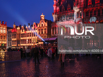 People attend a Wallonie popular music festival in the Grand Place, in Brussels, Belgium, on September 27, 2024. (