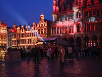 People attend a Wallonie popular music festival in the Grand Place, in Brussels, Belgium, on September 27, 2024. (