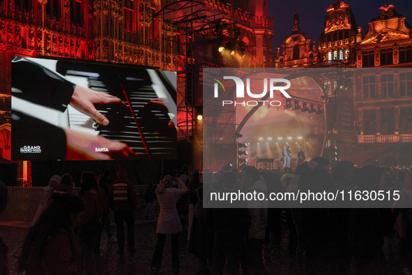 People attend a Wallonie popular music festival in the Grand Place, in Brussels, Belgium, on September 27, 2024. 