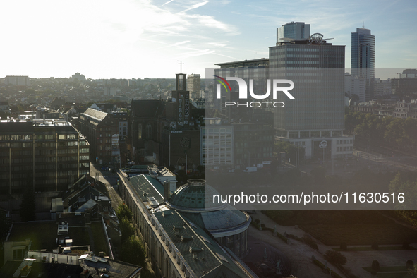 A general view from above of the area next to the Gare du Nord in Brussels, Belgium, on September 29, 2024. 