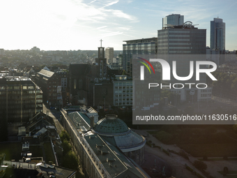 A general view from above of the area next to the Gare du Nord in Brussels, Belgium, on September 29, 2024. (