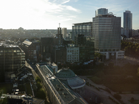 A general view from above of the area next to the Gare du Nord in Brussels, Belgium, on September 29, 2024. (