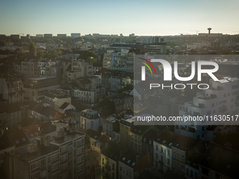 A general view from above of the area next to the Gare du Nord in Brussels, Belgium, on September 29, 2024. (