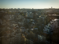 A general view from above of the area next to the Gare du Nord in Brussels, Belgium, on September 29, 2024. (