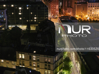 A general view from above of the area next to the Gare du Nord in Brussels, Belgium, on September 29, 2024. (