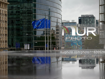 General view of the European Quarter buildings in Brussels, Belgium, on September 30, 2024. (