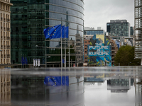 General view of the European Quarter buildings in Brussels, Belgium, on September 30, 2024. (