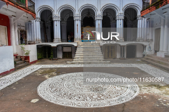 A Durga idol is seen at a heritage house in Kolkata, India, on October 2, 2024. 