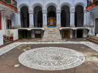 A Durga idol is seen at a heritage house in Kolkata, India, on October 2, 2024. (