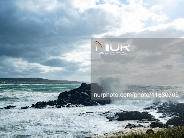 A view of the ocean along the Causeway Coast Area in County Antrim, Northern Ireland, on July 2024. 