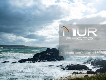 A view of the ocean along the Causeway Coast Area in County Antrim, Northern Ireland, on July 2024. (