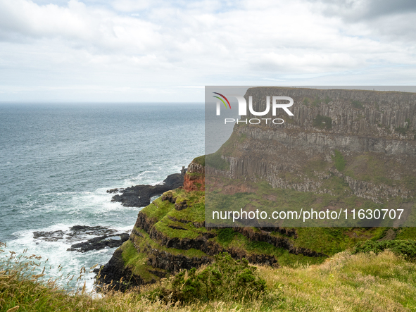 A view of one of the cliffs along the Causeway Coast Area in County Antrim, Northern Ireland, on July 2024. 