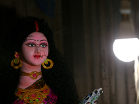 An idol of the Hindu goddess Nawa Durga is pictured at a studio in Lalitpur, Nepal, on October 2, 2024, ahead of the festival of Nawaratri....