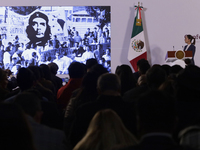 On October 2, 2024, in Mexico City, Mexico, Claudia Sheinbaum, President of Mexico, holds her first morning press conference at the National...