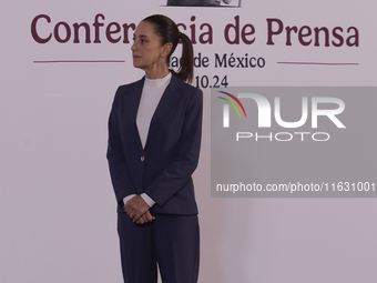 On October 2, 2024, in Mexico City, Mexico, Claudia Sheinbaum, President of Mexico, holds her first morning press conference at the National...