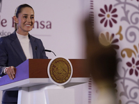 On October 2, 2024, in Mexico City, Mexico, Claudia Sheinbaum, President of Mexico, holds her first morning press conference at the National...