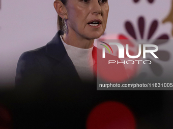 On October 2, 2024, in Mexico City, Mexico, Claudia Sheinbaum, President of Mexico, holds her first morning press conference at the National...