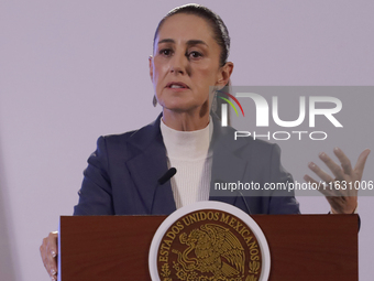 On October 2, 2024, in Mexico City, Mexico, Claudia Sheinbaum, President of Mexico, holds her first morning press conference at the National...