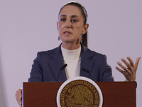 On October 2, 2024, in Mexico City, Mexico, Claudia Sheinbaum, President of Mexico, holds her first morning press conference at the National...