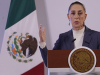 On October 2, 2024, in Mexico City, Mexico, Claudia Sheinbaum, President of Mexico, holds her first morning press conference at the National...