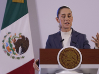 On October 2, 2024, in Mexico City, Mexico, Claudia Sheinbaum, President of Mexico, holds her first morning press conference at the National...