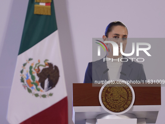 On October 2, 2024, in Mexico City, Mexico, Claudia Sheinbaum, President of Mexico, holds her first morning press conference at the National...