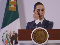 On October 2, 2024, in Mexico City, Mexico, Claudia Sheinbaum, President of Mexico, holds her first morning press conference at the National...